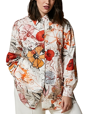 Saggio Floral Poplin Tunic Shirt