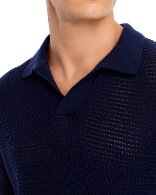 Mesh Short Sleeve Open Collar Polo Sweater