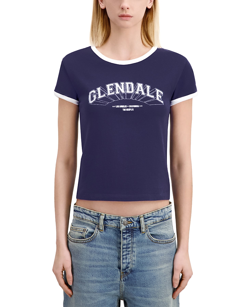 The Kooples Cotton Cropped Graphic Tee