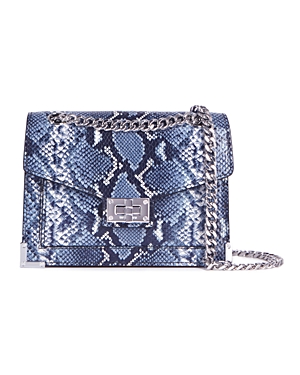 Shop The Kooples Emily Embossed Leather Chain Bag In Navy