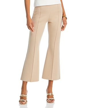 Shop L Agence L'agence Ren Cropped Flared Knit Pants In Pale Khaki