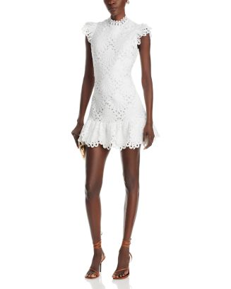 aqua white lace dress Aqua Women's Mock Neck Lace Shift Dress - Exclusive - White