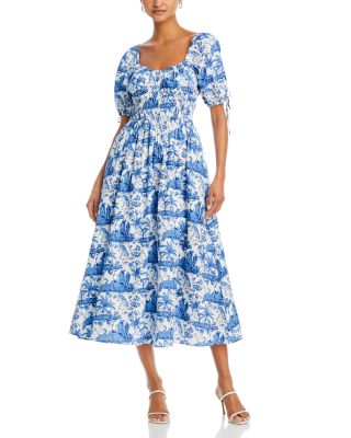 AQUA - Palm Toile Midi Dress - Exclusive