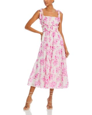 AQUA - Floral Tie Strap Midi Dress - Exclusive