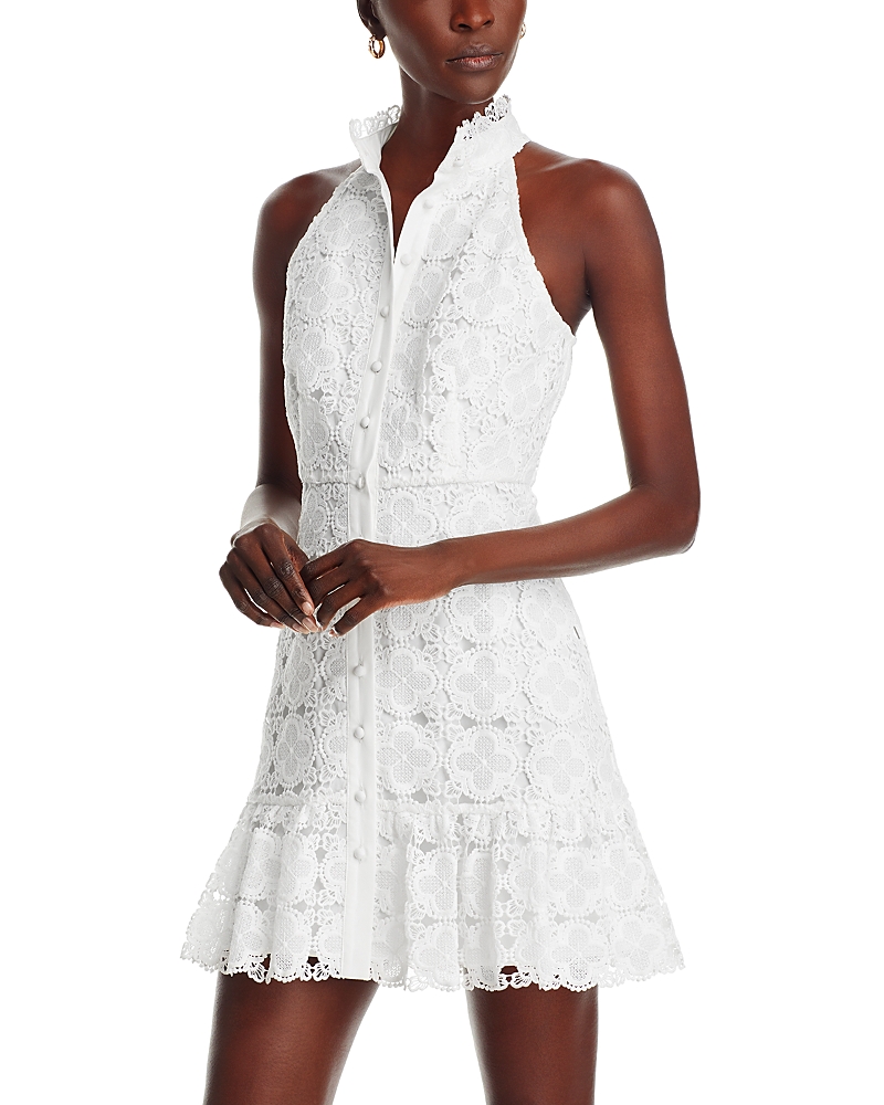Aqua Lace Mini Shirt Dress - Exclusive