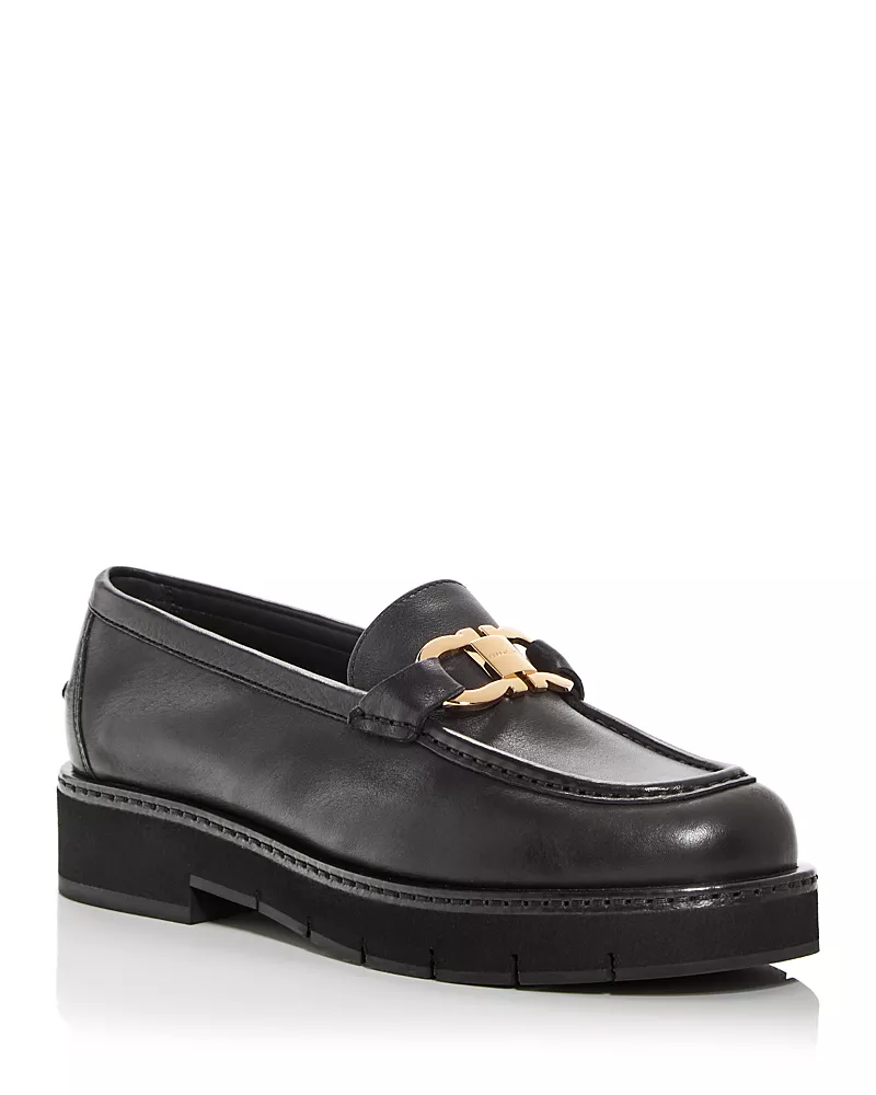 Ferragamo Women's Maryan Gancini Lug Sole Loafers