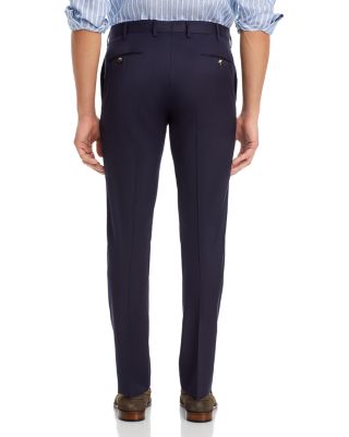 Slim Fit Flat Front Wool Trousers