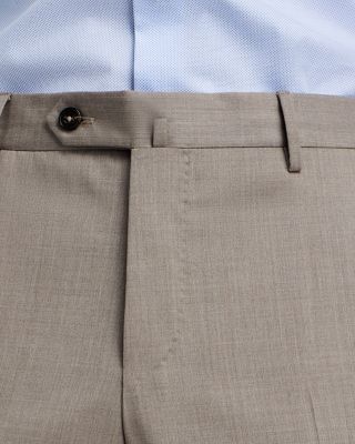 Slim Fit Flat Front Wool Trousers