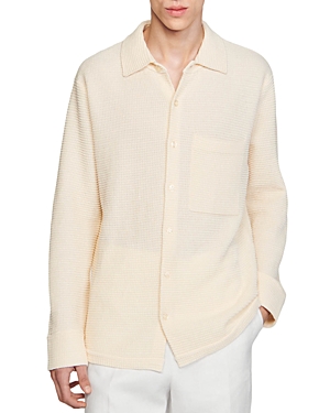 Sandro Chemise Coast Oversized Knit Button Shirt