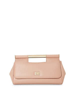 Dolce & Gabbana Leather Top Handle Bag In Beige
