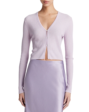 Shop Vince Cashmere & Silk Cropped Cardigan In Sweet Pea