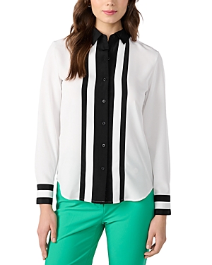 Karl Lagerfeld Paris Contrast Stripe Button Up Shirt