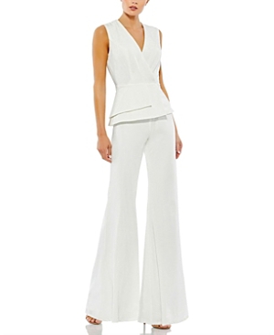 Shop Mac Duggal Sleeveless Faux Wrap Peplum Jumpsuit In White