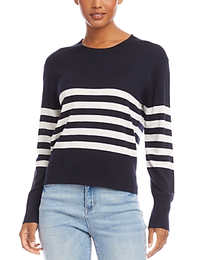Shop Karen Kane Striped Sweater In Navy/white