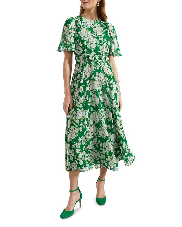 HOBBS LONDON Bronwyn Floral Print Silk Midi Dress | Bloomingdale's