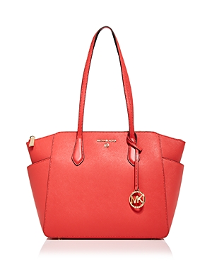 Shop Michael Kors Michael  Marilyn Medium Trapeze Tote In Spiced Coral