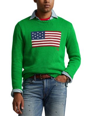 Polo Ralph Lauren Cotton American Flag Regular Fit Crewneck Sweater Bloomingdale s