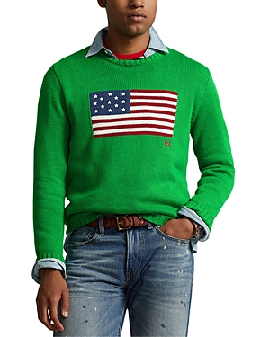 Cotton American Flag Regular Fit Crewneck Sweater