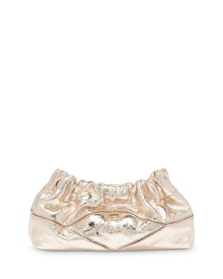 Ruched Metallic Leather Clutch
