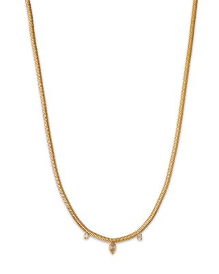 Zoe Chicco 14K Yellow Gold Pear & Prong Diamond Snake Chain Necklace, 16