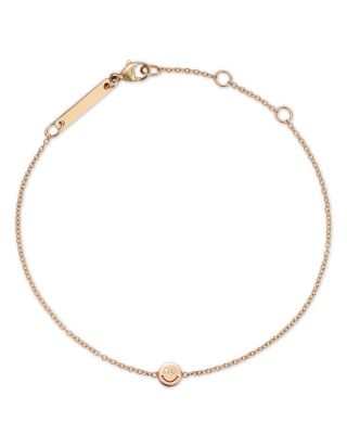 Zoe Chicco 14K Yellow Gold Itty Bitty Smiley Face Diamond Eyes Bracelet