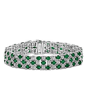 Emerald & Diamond Flex Bracelet in 14K White Gold