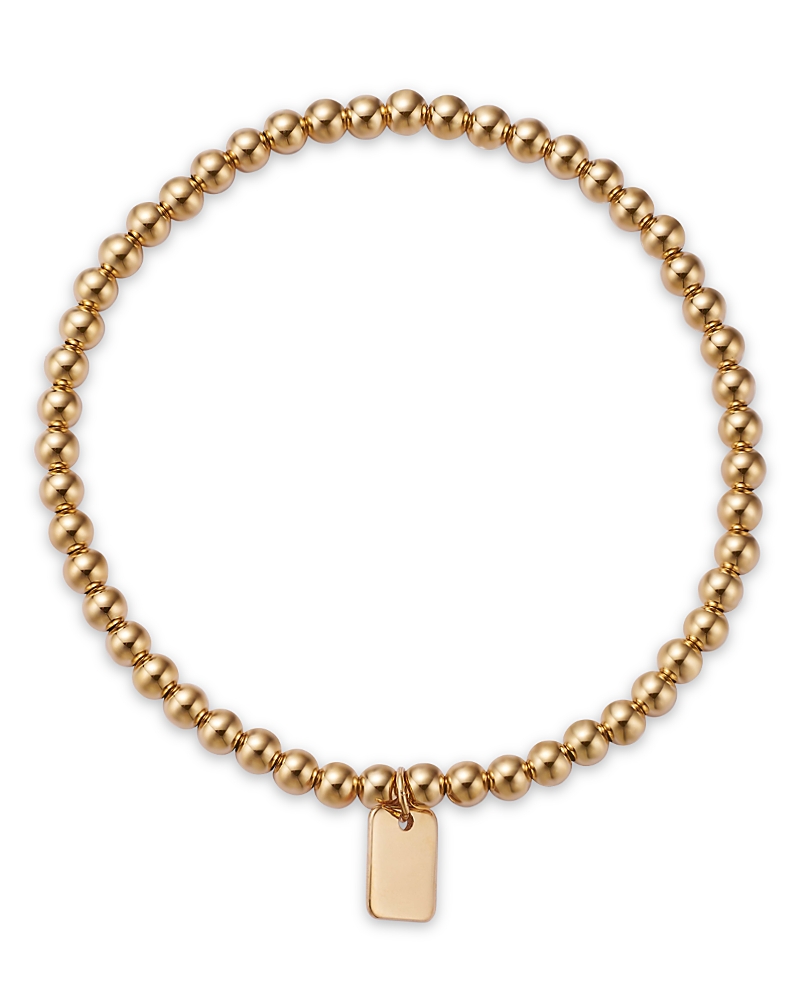 Bloomingdale's Fine Collection Mini Dog Tag Beaded Bracelet in 14K Yellow Gold