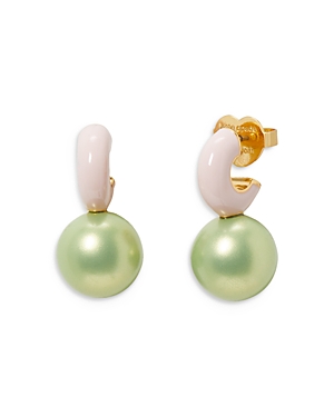 Shop Kate Spade New York Bright Spots Bead Drop Huggie Hoop Earrings In Green/pink