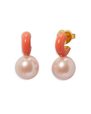 Shop Kate Spade New York Bright Spots Bead Drop Huggie Hoop Earrings In Pink/orange