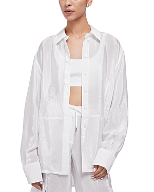 Shop Simkhai Laylah Button Down Parachute Shirt In White
