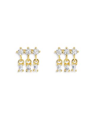 JACKIE MACK DESIGNS - Harp Cubic Zirconia Mixed Cut Stud Earrings