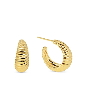 Shop Jackie Mack Designs Harp Ridged Small Hoop Earrings In Gold