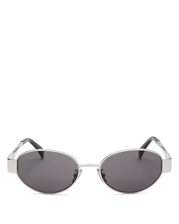 Shop Celine Triomphe Metal Round Sunglasses, 54mm In Silver/gray Solid