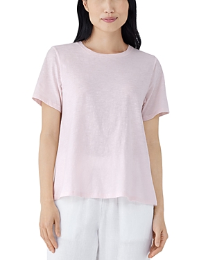 Eileen Fisher Crewneck Cotton Tee In Crystal Pink