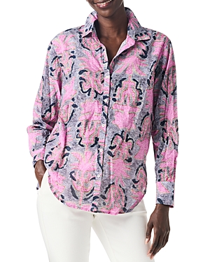 Shop Nic + Zoe Nic+zoe Petal Patch Printed Button Front Shirt In Pink Multi