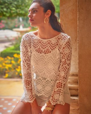 Crocheted Flare Sleeve Top