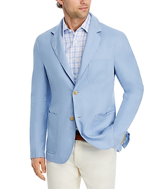 Shop Canali Garment Dyed Linen Unstructured Sport Coat In Light Blue