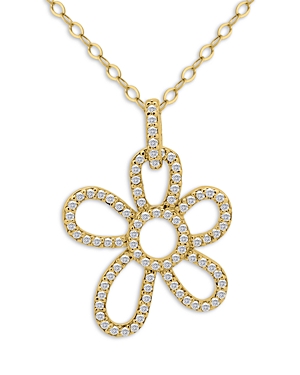 Shop Aqua Pave Open Flower Pendant Necklace, 16 - 100% Exclusive In Gold