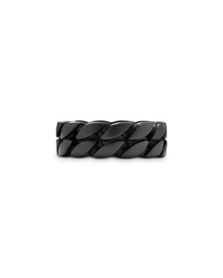 Men's Curb Chain Band Ring in Black Titanium, 8mm