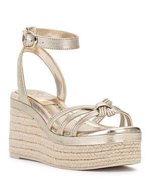 Shop Vince Camuto Women's Loressa Ankle Strap Espadrille Wedge Sandals In Light Gold