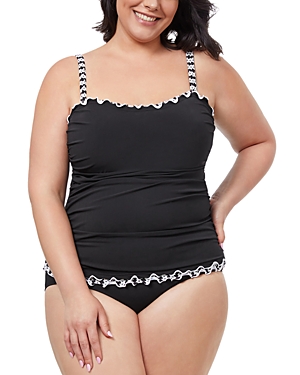 Shop Profile By Gottex Plus Enya Solid Tankini Top In Black