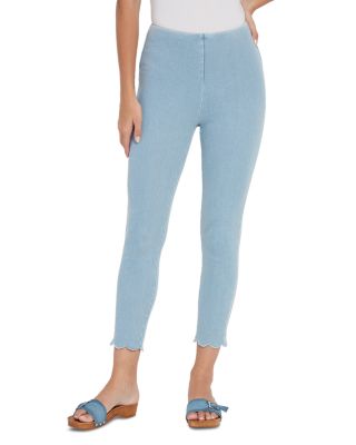 Lyssé - Scallop Edge High Rise Crop Jeans in Bleached Blue