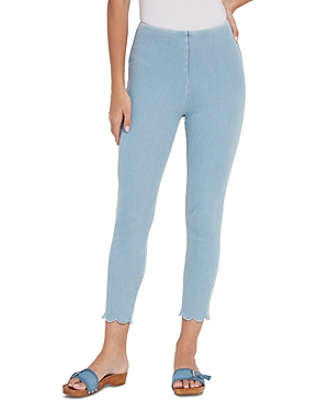 Scallop Edge High Rise Crop Jeans in Bleached Blue