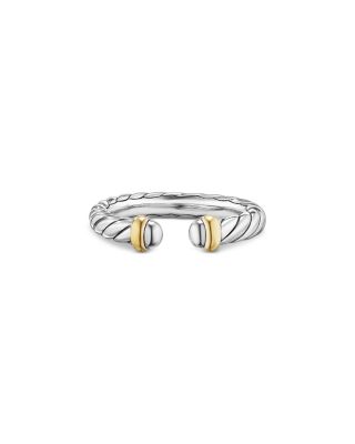 Sterling Silver &amp; 14K Yellow Gold Petite Cable Flex Ring