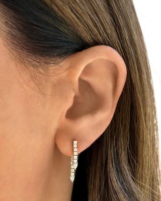 14K Yellow Gold Diamond Teardrop Fringe Front to Back Earrings