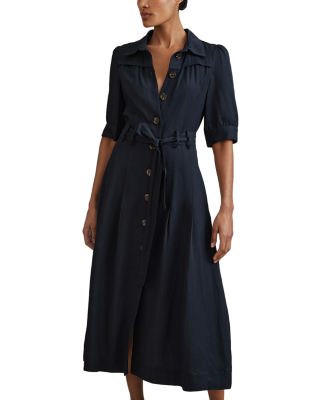REISS REISS Petite Malika Cap Sleeve Button Front Dress
