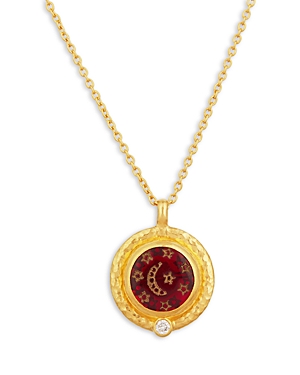 Gurhan 24k & 22k Yellow Gold Antiquities Intaglio & Diamond Celestial Pendant Necklace, 16-18 In Red/gold