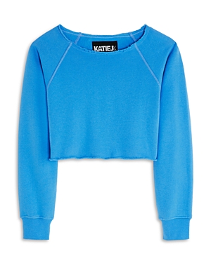 Shop Katiejnyc Girls' Tween Shane Off Shoulder Cropped Sweatshirt - Big Kid In Sky Blue