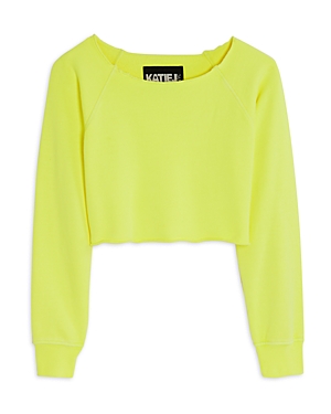 Shop Katiejnyc Girls' Tween Shane Off Shoulder Cropped Sweatshirt - Big Kid In Neon Yellow