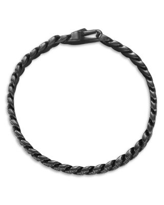 Men's Curb Chain Bracelet in Black Titanium with Black Diamonds, 8mm